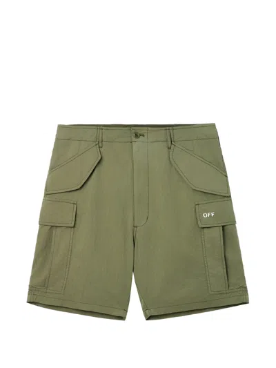 Off-white Diag-stripe Cargo Shorts In Green