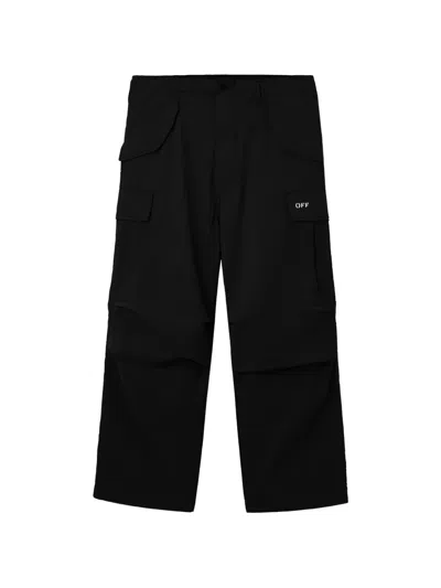 Off-white Diag-stripe Cargo-pocket Trousers In Black
