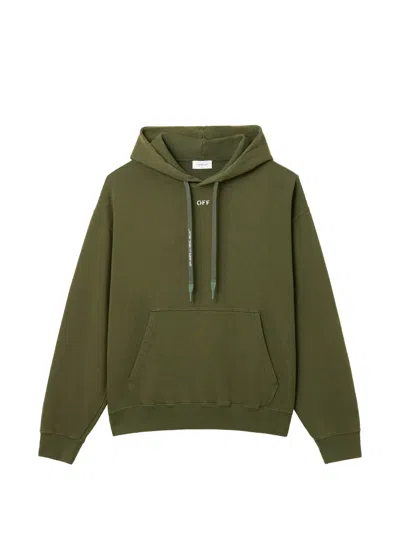 Off-white Diag-stripe Hoodie In Green