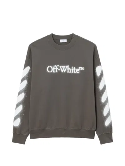 Off-white Diag-stripe Logo-print Sweatshirt In Gray