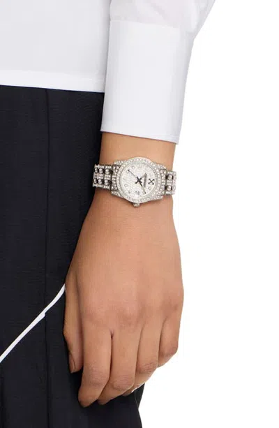 Off-white Discreet Crystal Bracelet Watch, 32mm In Silver