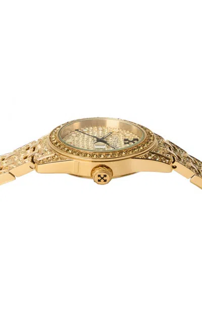 Off-white Discreet Crystal Quartz Bracelet Watch, 32mm In Gold