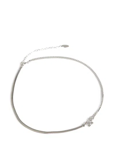 Off-white Double Arrow Necklace In Metallic