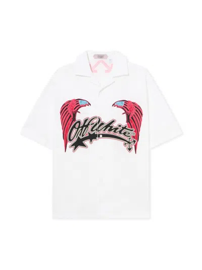 Off-white Double Eagle Poplin Bowling Shirt In White