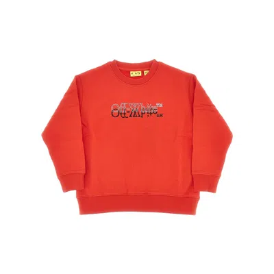 Off-white Double Logo Print Crewneck Sweatshirt Kids In Red