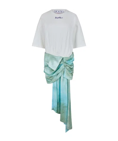 Off-white Draped Skirt Mini Dress In White