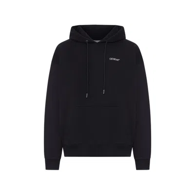 Off-white Half Arrows Graphic Pullover Hoodie With Drawstring Hood In Black