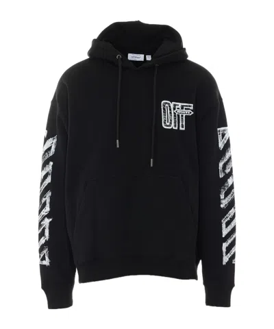 Off-white Drawstring Hooded Sweatshirt In Black