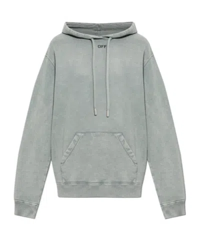 Off-white Graphic-print Drawstring Hoodie In Gray