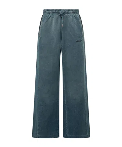Off-white Drawstring Wide Leg Pants In Blue