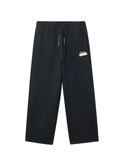 Off-white Drawstring-waist Arrow-graphic Track Pants In Black