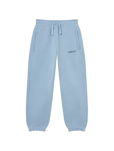 Off-white Kids' Drawstring-waist Track Pants In Blue