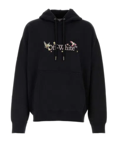 Off-white Drawstring Hooded Sweatshirt In Black