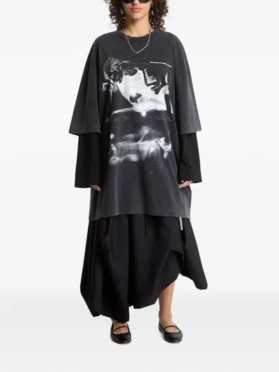 Off-white Dreaming Narciso Graphic-print Mini T-shirt Dress In Black