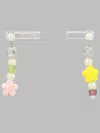 Off-white Drop Earrings With Floral Charms In Silver