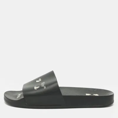Pre-owned Off-white Drowning Man Logo Size 41 Black Rubber Slide Sandals