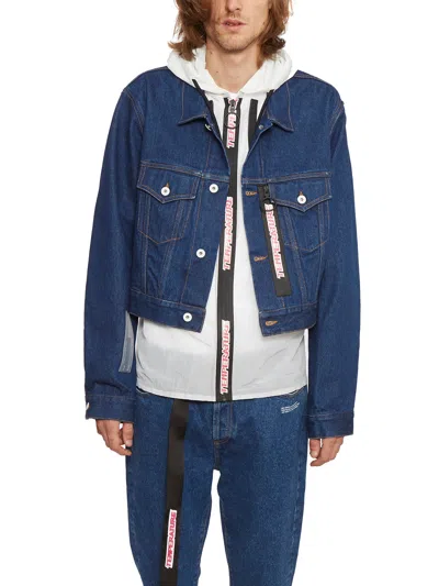 Off-white Dubbed Short Denim Jacket In Blue