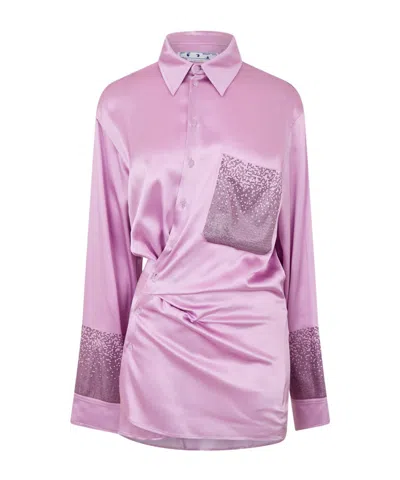Off-white Duchesse Twist-front Mini Dress In Pink