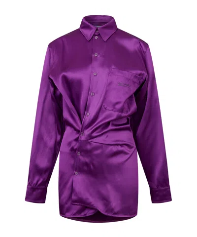 Off-white Duchesse Twist-front Mini Dress In Purple