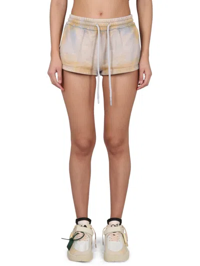 Off-white Elastic Waistband Mini Shorts For Women In Pink