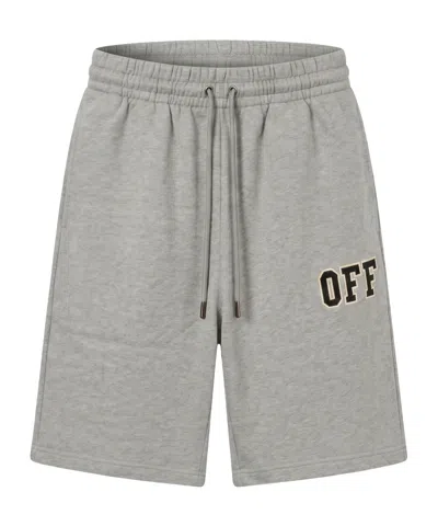 Off-white Logo-patch Drawstring-waist Shorts In Gray