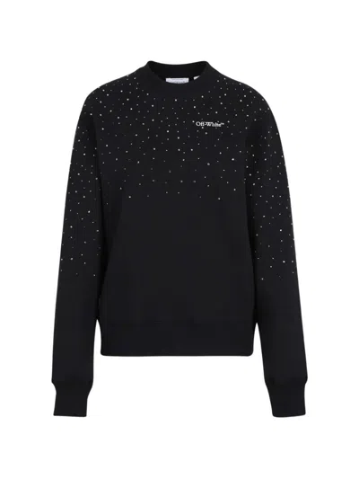 Off-white Embellished Round-neck Sweatshirt In Black