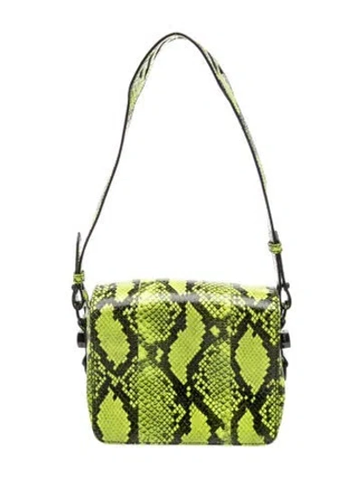 Pre-owned Off-white Embossed Leather Shoulder Bag In Green