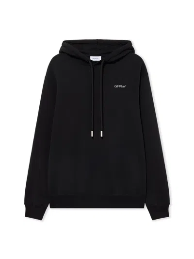 Off-white Embroidered Arrow Out Flower Hoodie In Black Balsam Green