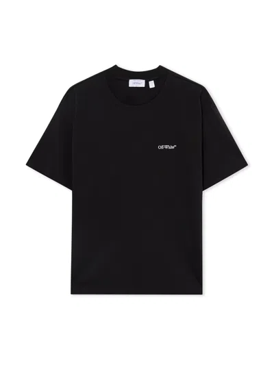 Off-white Embroidered Arrow Out Flower T-shirt In Black Balsam Green