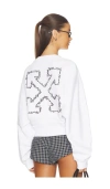 Off-white Embroidered Arrow Script Crop Crewneck In White