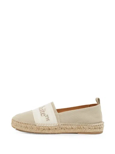Pre-owned Off-white Embroidered Canvas Espadrilles In Neutral