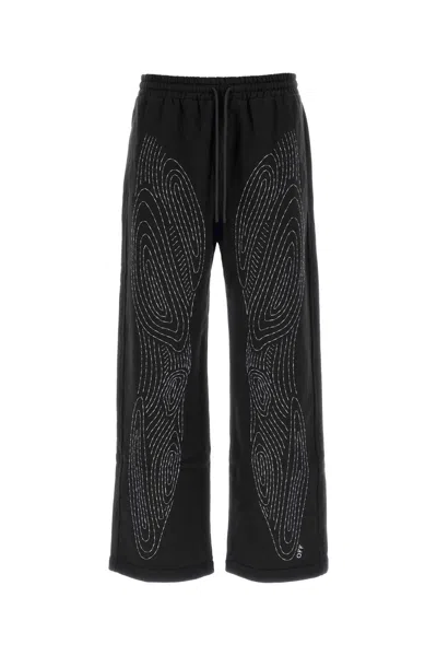 Off-white Embroidered Cotton Joggers In Black