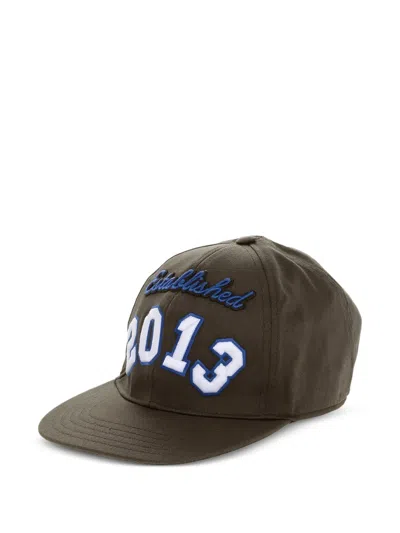 Off-white Embroidered Cotton Twill Baseball Cap In Green