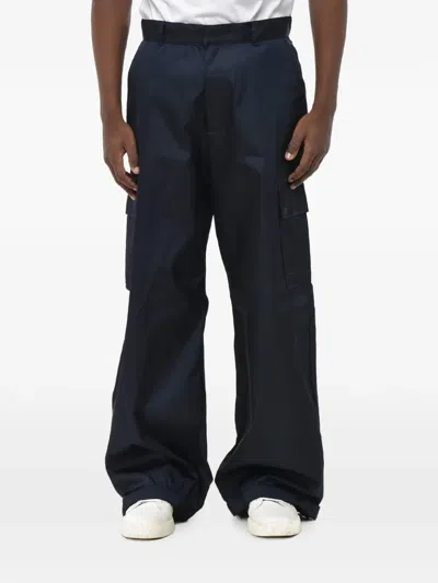 Off-white Embroidered Drawstring-hem Cargo Trousers In Blue