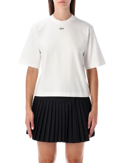 Off-white Embroidered Flowers Boxy Logo Tee