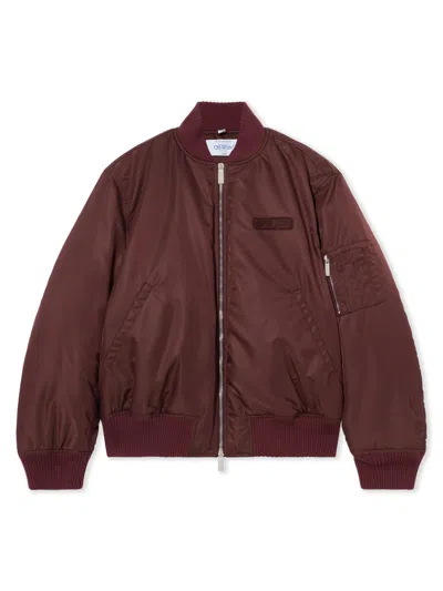 Off-white Embroidered Logo Bomber Jacket In Purple