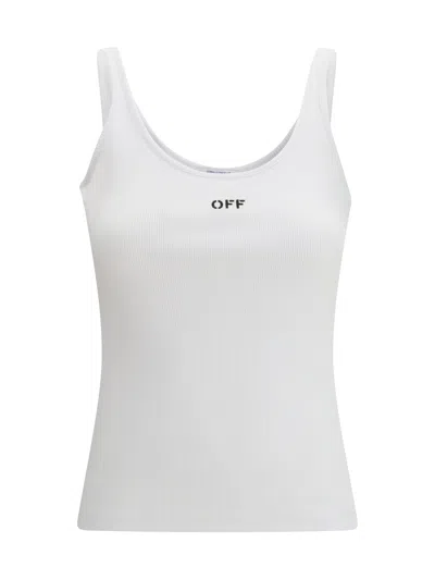 Off-white Embroidered Logo Rib Tank Top
