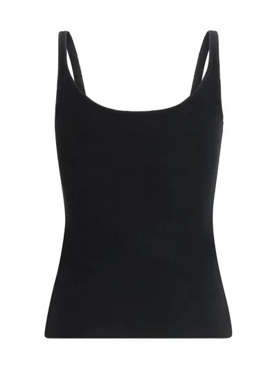 Off-white Embroidered Logo Ribbed Cotton Tank Top In Black