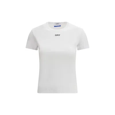 Off-white Embroidered Logo Ribbed Cotton T-shirt