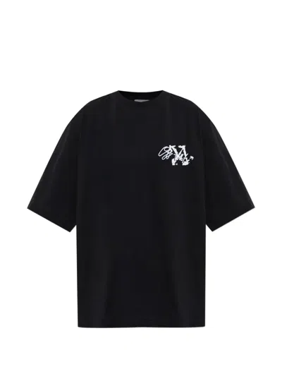 Off-white Embroidered Logo T-shirt In Black