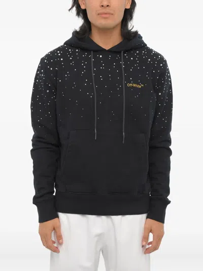 Off-white Embroidered Rhinestone-embellished Hoodie In Multi