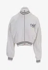 Off-white Embroidered Script Zip-up Jacket In White
