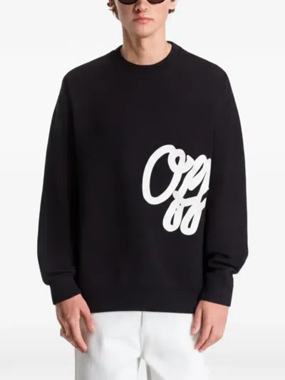 Off-white Embroidered Script-logo Sweater In Black