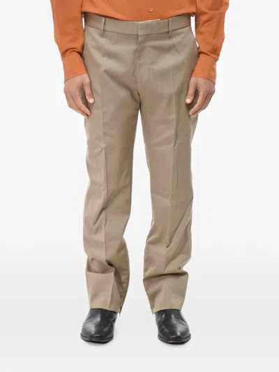 Off-white Embroidered-logo Wool Trousers In Gray