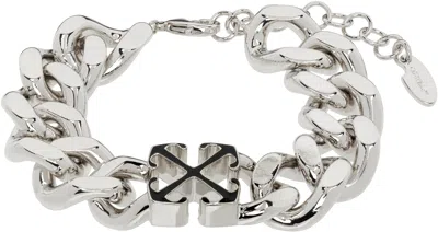 Off-white Enamel Arrow Chain Bracelet In Silver