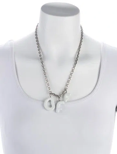 Pre-owned Off-white Enamel Melt Off Necklace, 22" In White