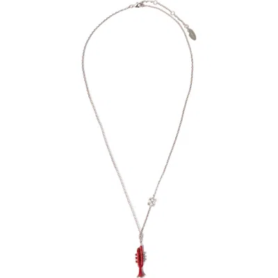 Off-white Enameled Trumpet Pendant Chain Necklace In Gold