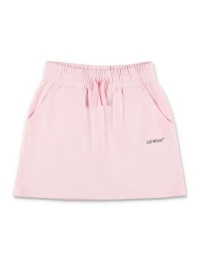 Off-white Essential Mini Cotton Skirt With Drawstring Waistband In Ballet Slipper