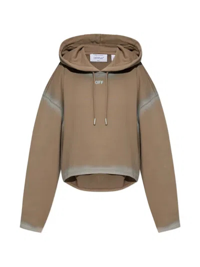 Off-white Spray-effect Logo Stamped Hoodie In Multi