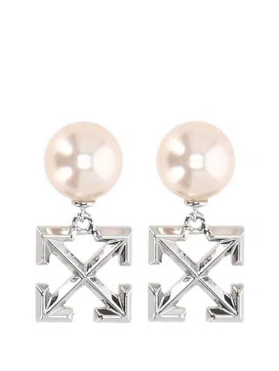 Off-white Faux-pearl Earrings In Red